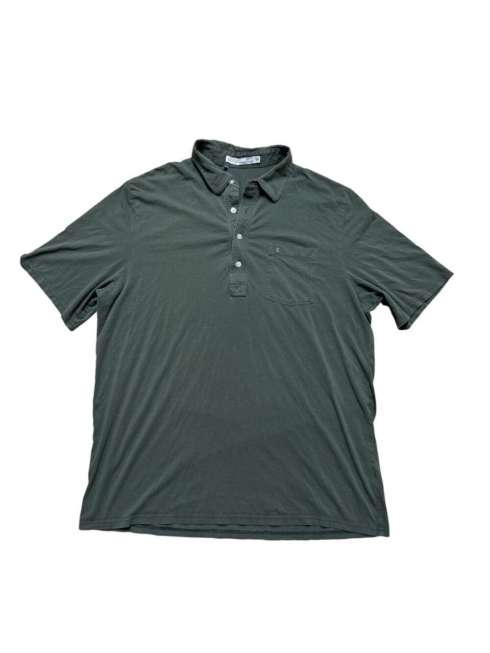 Criquet Mens XL Green Henley Pocket Shirt Short Sleeve Made in Peru